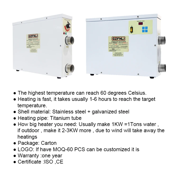 تركيب قائم بذاته 5.5kw 20kw سخان مياه لحمام السباحة الفوري Calentador De Piscina