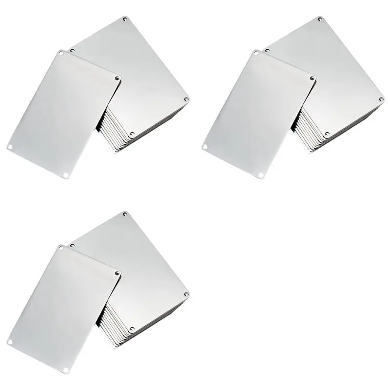 L60A 36 Pcs 304 Stainless Steel Engraving Blanks, 3.4X2.1 Inch Rectangle Blank Tag Metal Stamping Blanks Pet Tags 4-Hole