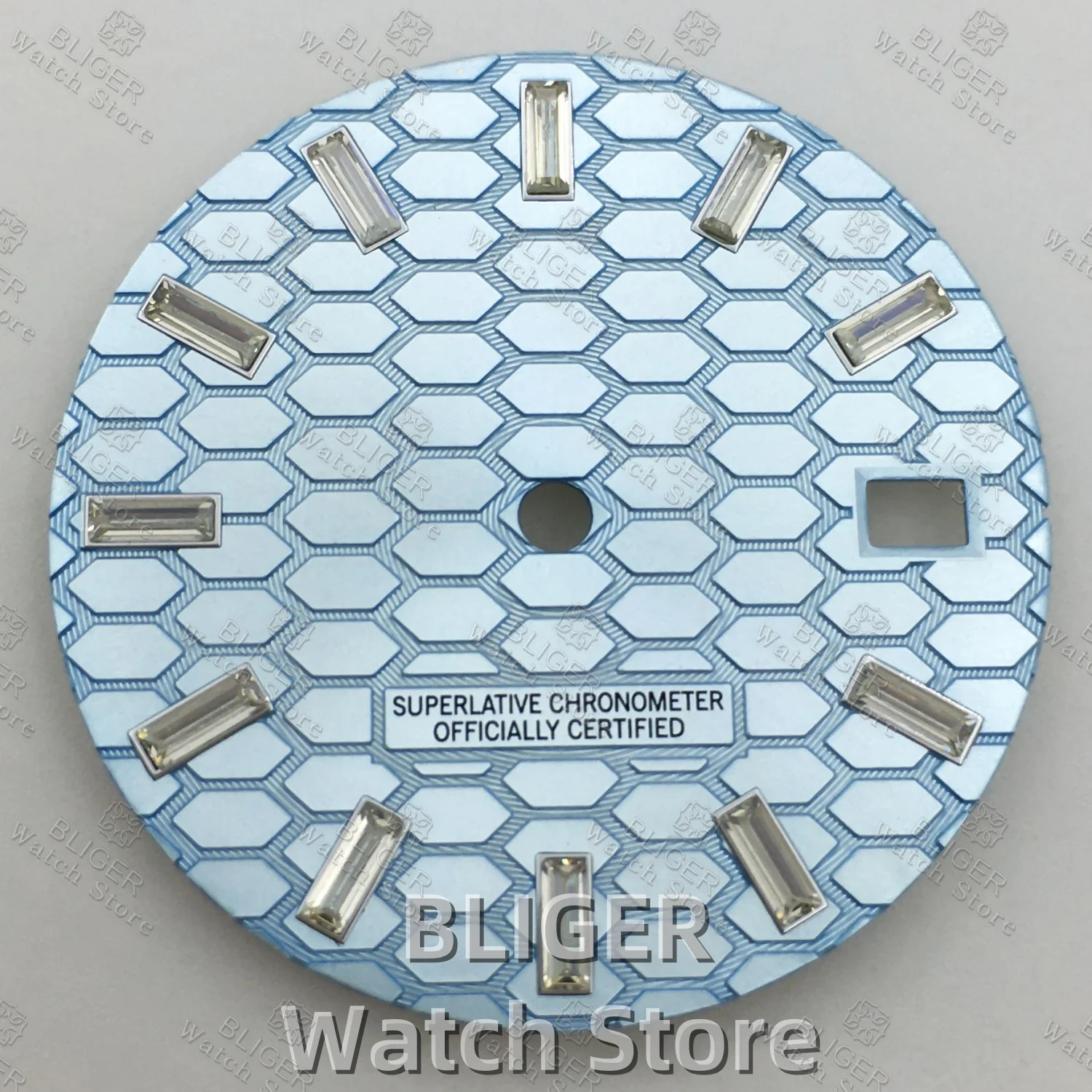 Mostrador de relógio com textura de favo de mel, 29mm, preto, prata, ouro rosa, índice de diamante, ajuste do movimento nh35 nh36