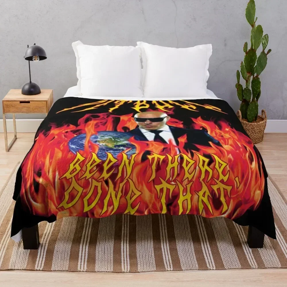 

heavy metal pitbull with flames Throw Blanket