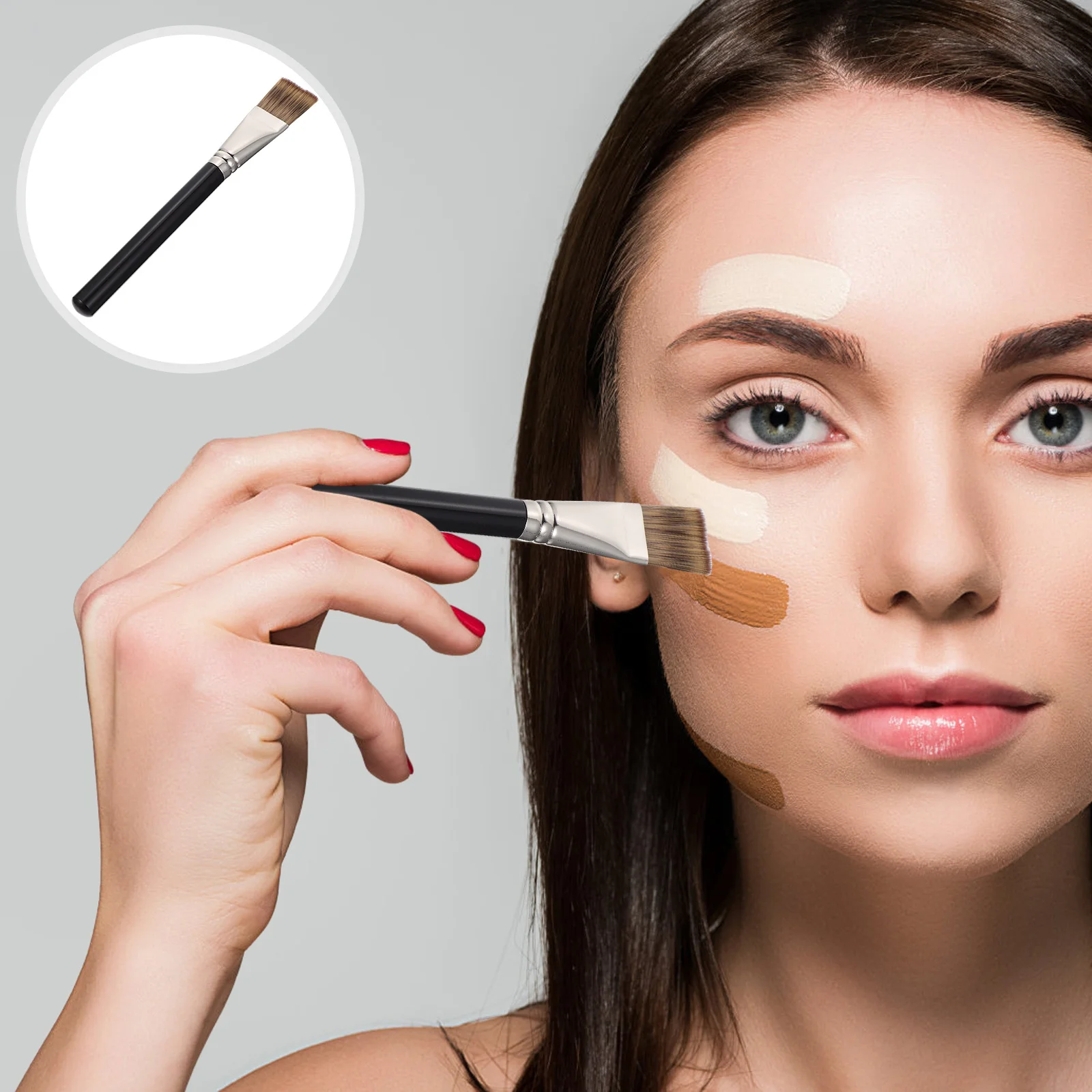 1Pcs Flat Top Makeup Brush Premium Synthetic Hairs Foundation Blending Tool for Women Daily Professional Use Gift