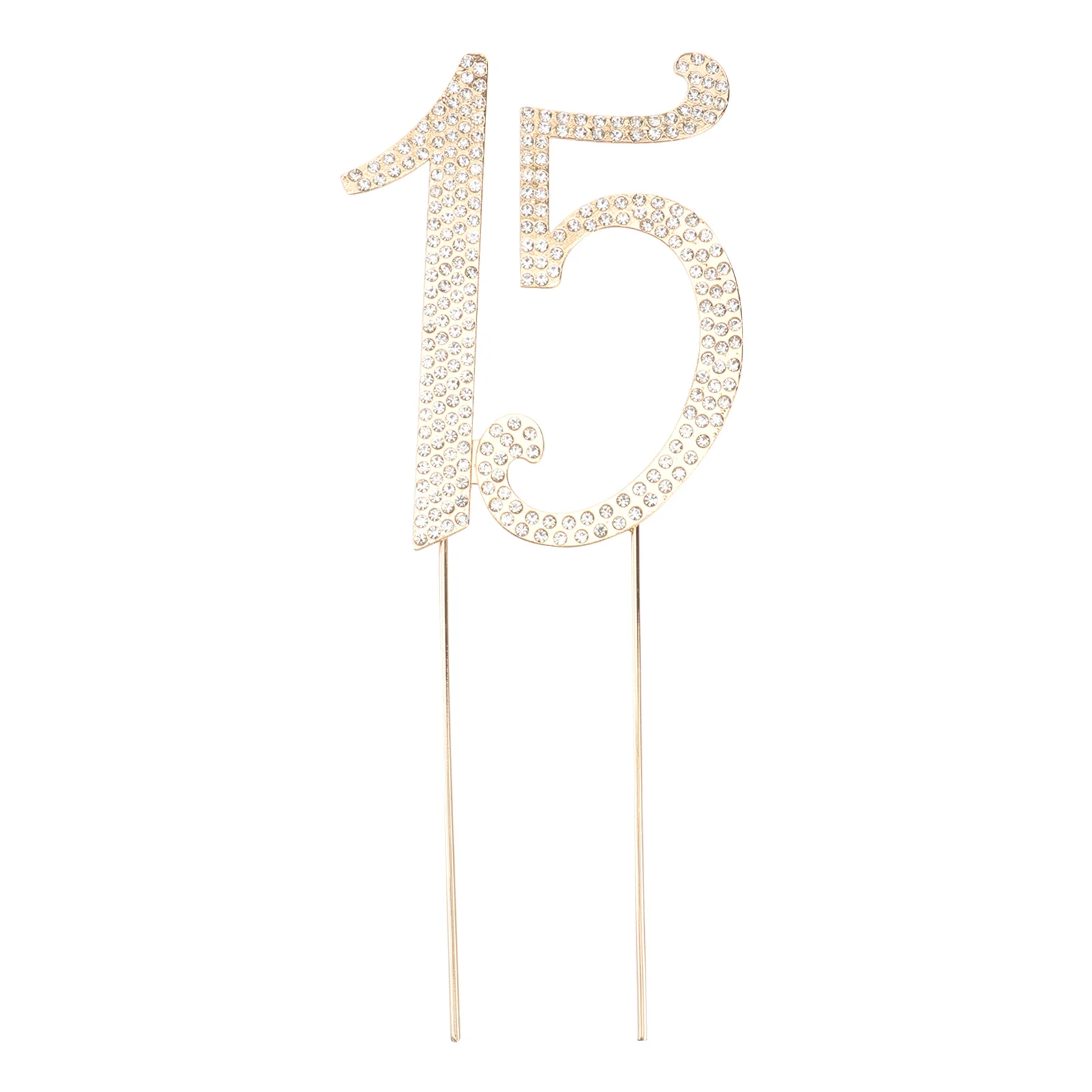 

15 Number Cake Topper Shiny Rhinestones Hard Alloy Party Dessert Top Decoration for Anniversary Event Cake Topper