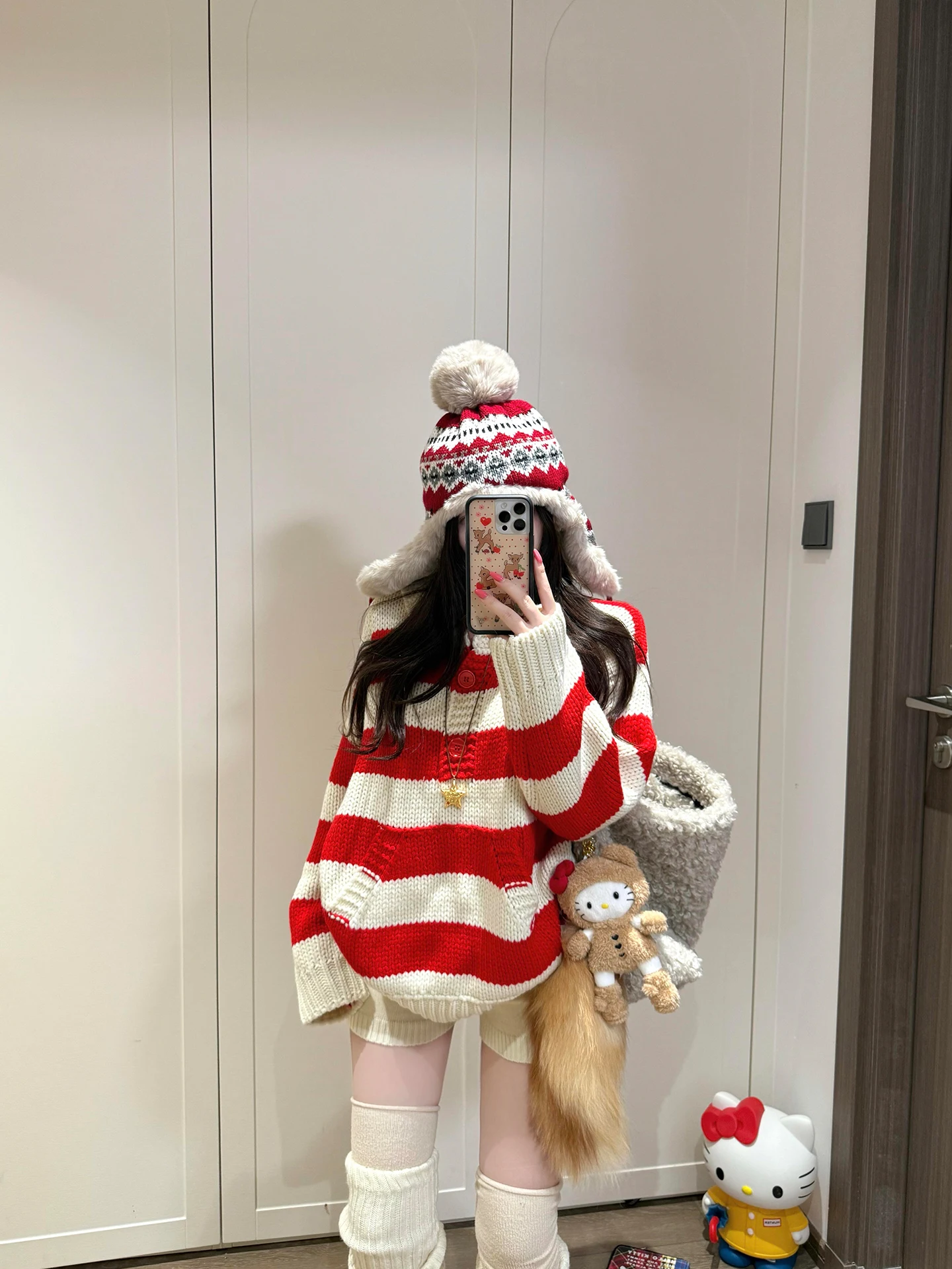 

Loose Long Sve Women's Knitwear Red Stripe Sweater Casual Sle Autumn Winter New Vintage Aosphere Match All Loose Femal...