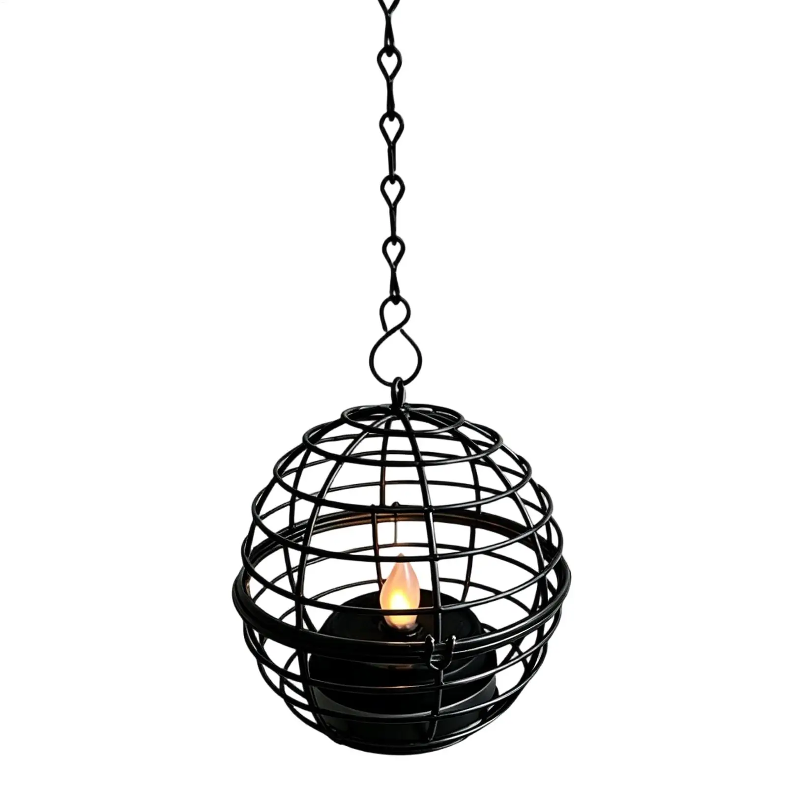 Retro Solar Hanging Lanterns Outdoor Waterproof Rust Iron Ball Candle Tea Lights for Garden Patio Fence Yard Tree Decor Lamp