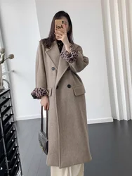 Autumn And Winter New Ethel Alpaca Cashmere Mid-Length Zipper Cuff Woolen Coat Women