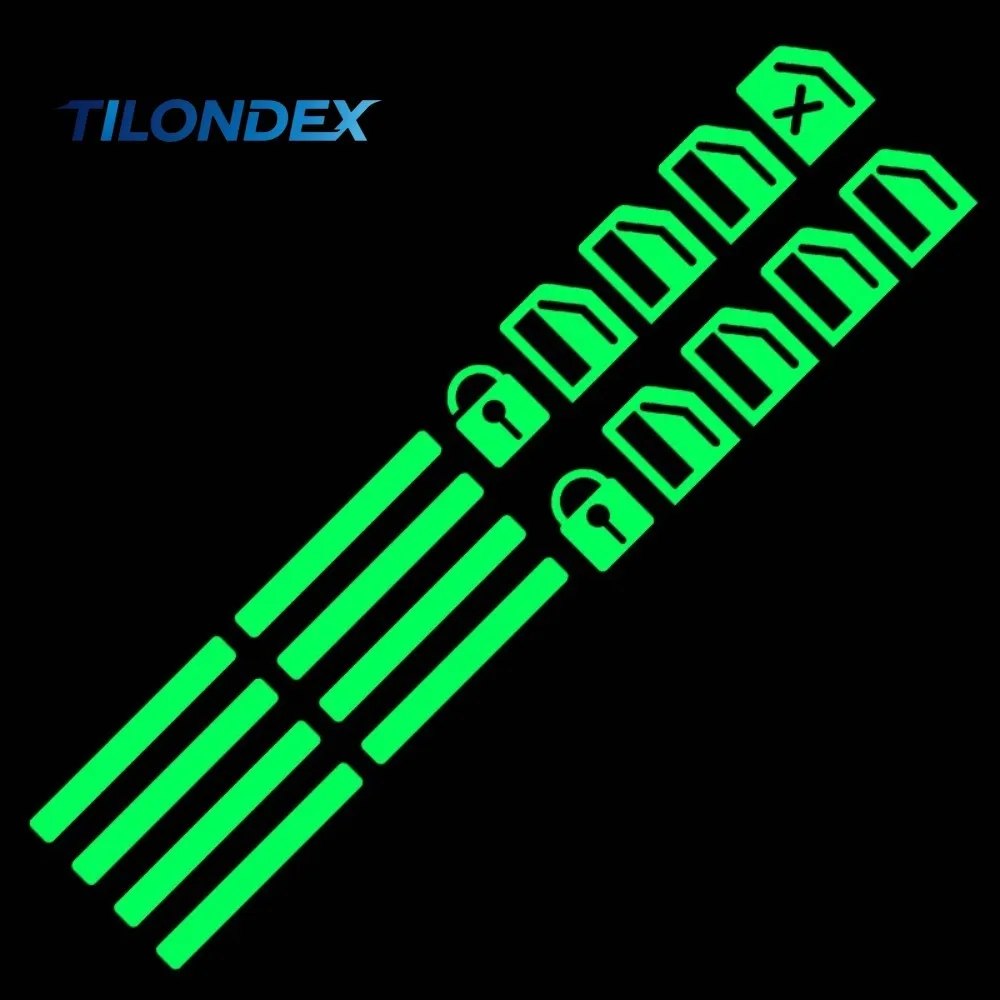 TILONDEX 18Pcs Luminous Car Window Button Stickers Night Fluorescent Decals for Door Lift Buttons Interior Car Lighting