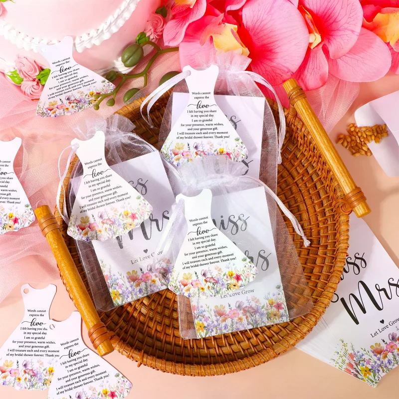 

PIAOPIAONIU 100 Sets Bridal Shower Party Favors For Guests Let Love Grow Self Adhesive Seed Packets Thank You Gifts Wedding Card