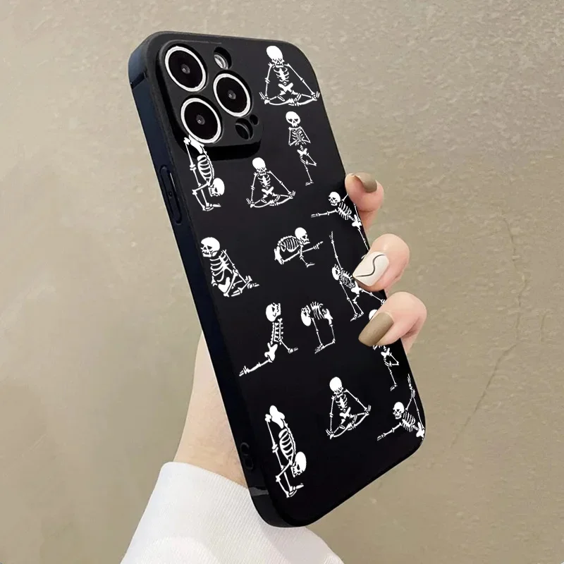 Funny Cartoon Skeleton Phone Case For Xiaomi Redmi Note 13 12 12S 11 11S 10 10S Pro Plus 4G 5G 10C 12C 13C Liquid Silicone Cover