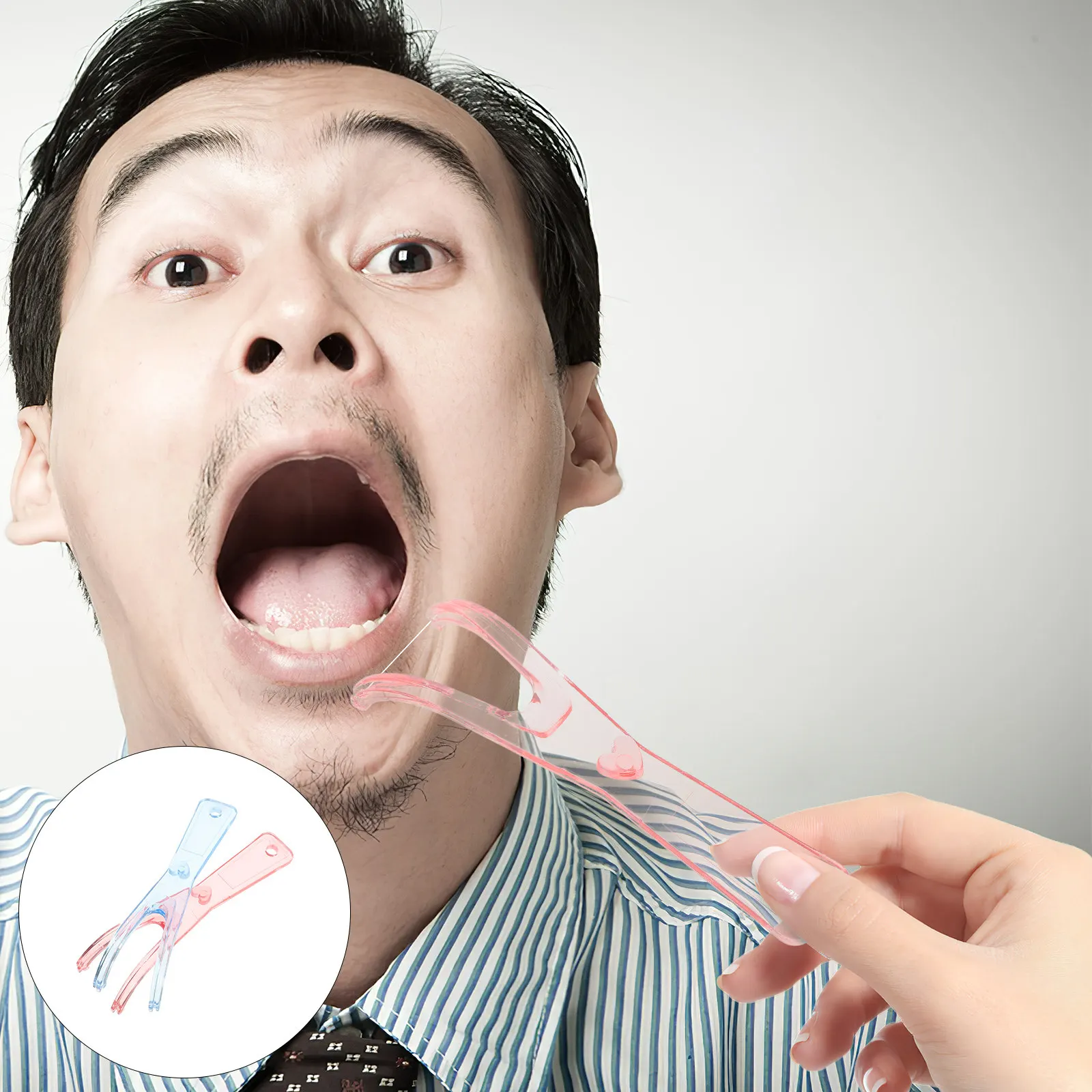 

Набор из 2 держателей для зубных нитей: прочный полипропилен, удобная ручка, легкий доступ к задним зубам, эффективное удаление зубного камня с помощью вощеной нити