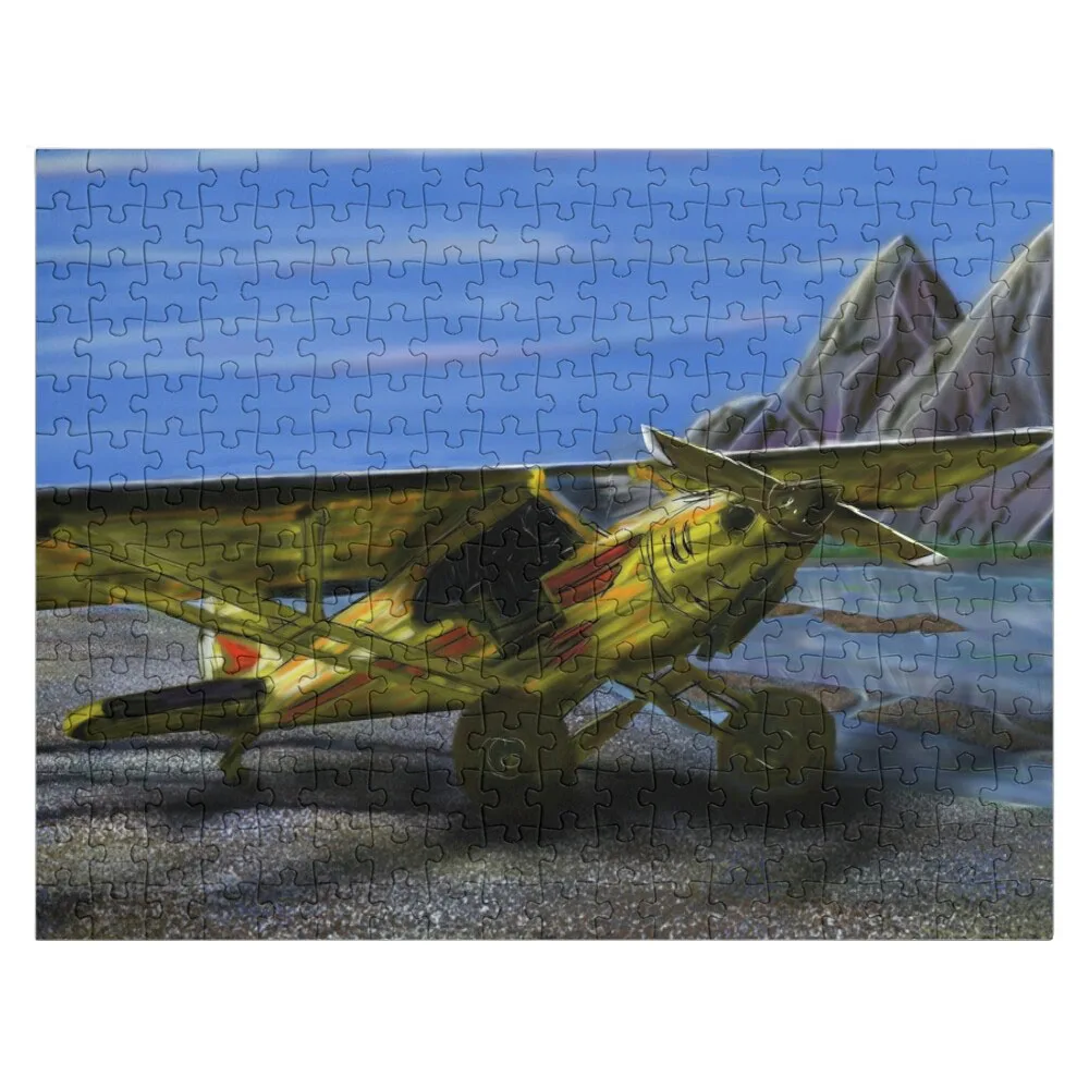 

Piper cub bush landing along a river Jigsaw Puzzle Wood Name Custom Wooden Gift Iq Game Children Puzzle