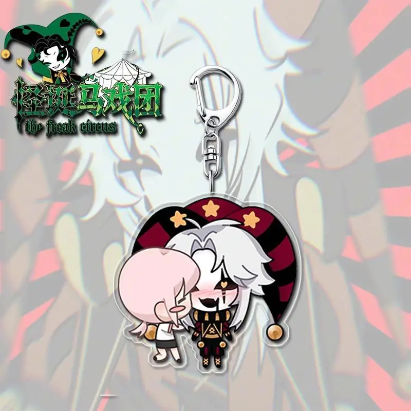Anime The Freak Circus Pierrot Portachiavi Portachiavi per donna Figura di cartone animato Portachiavi in acrilico Regalo con ciondolo