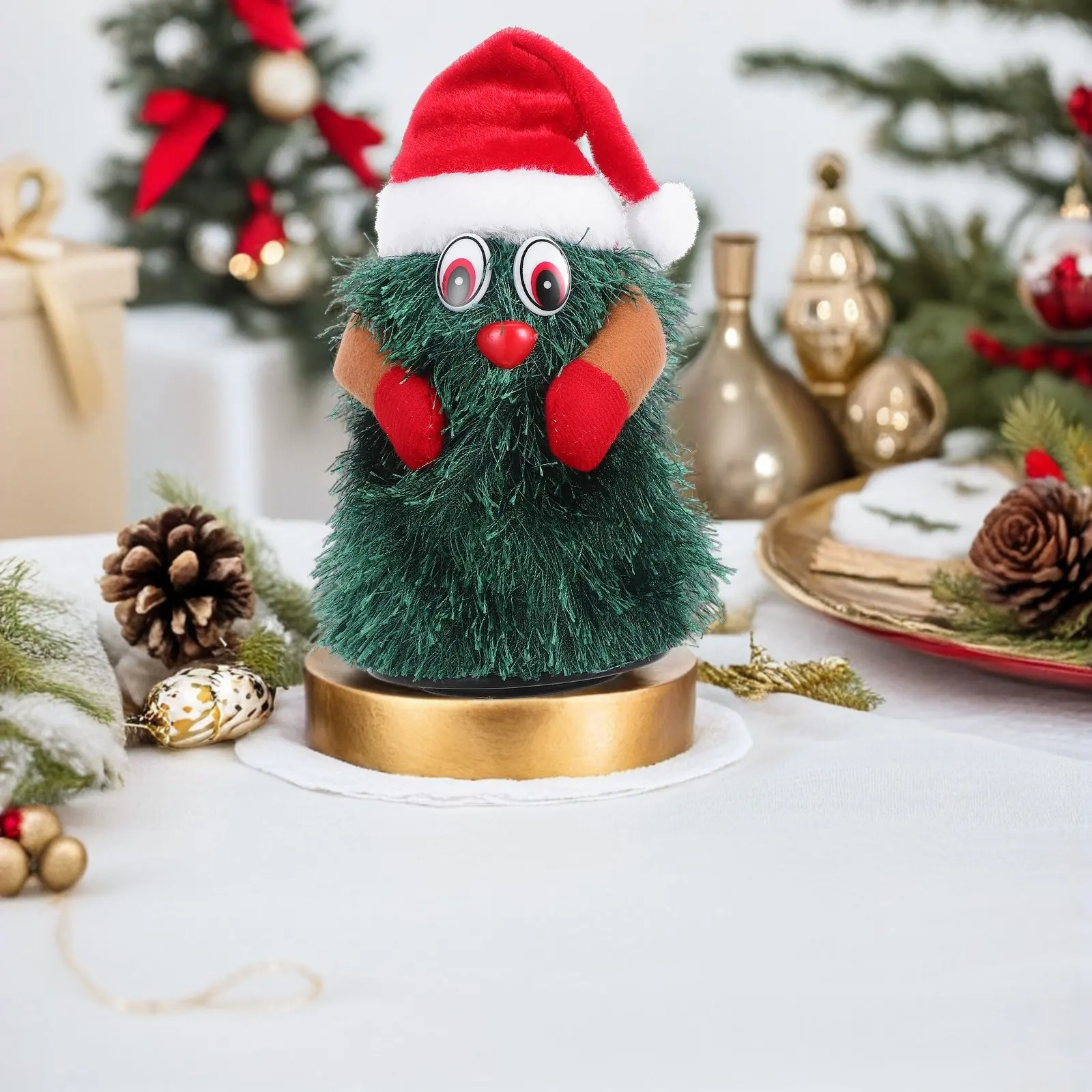 Electric Rotating Christmas Tree Decoration Soft Festive Indoor Ornament for Kids Family Celebrations Tabletop Holiday Decor