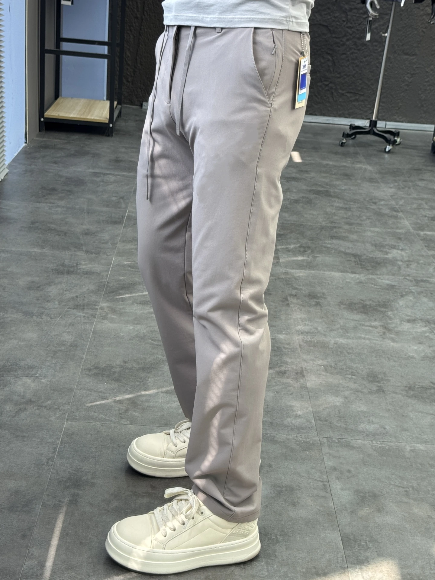 

Svip Men's Commuter Straight Leg Casual Pants Comfortable Elastic Waterproof Pure Color Autumn Leisure Trousers