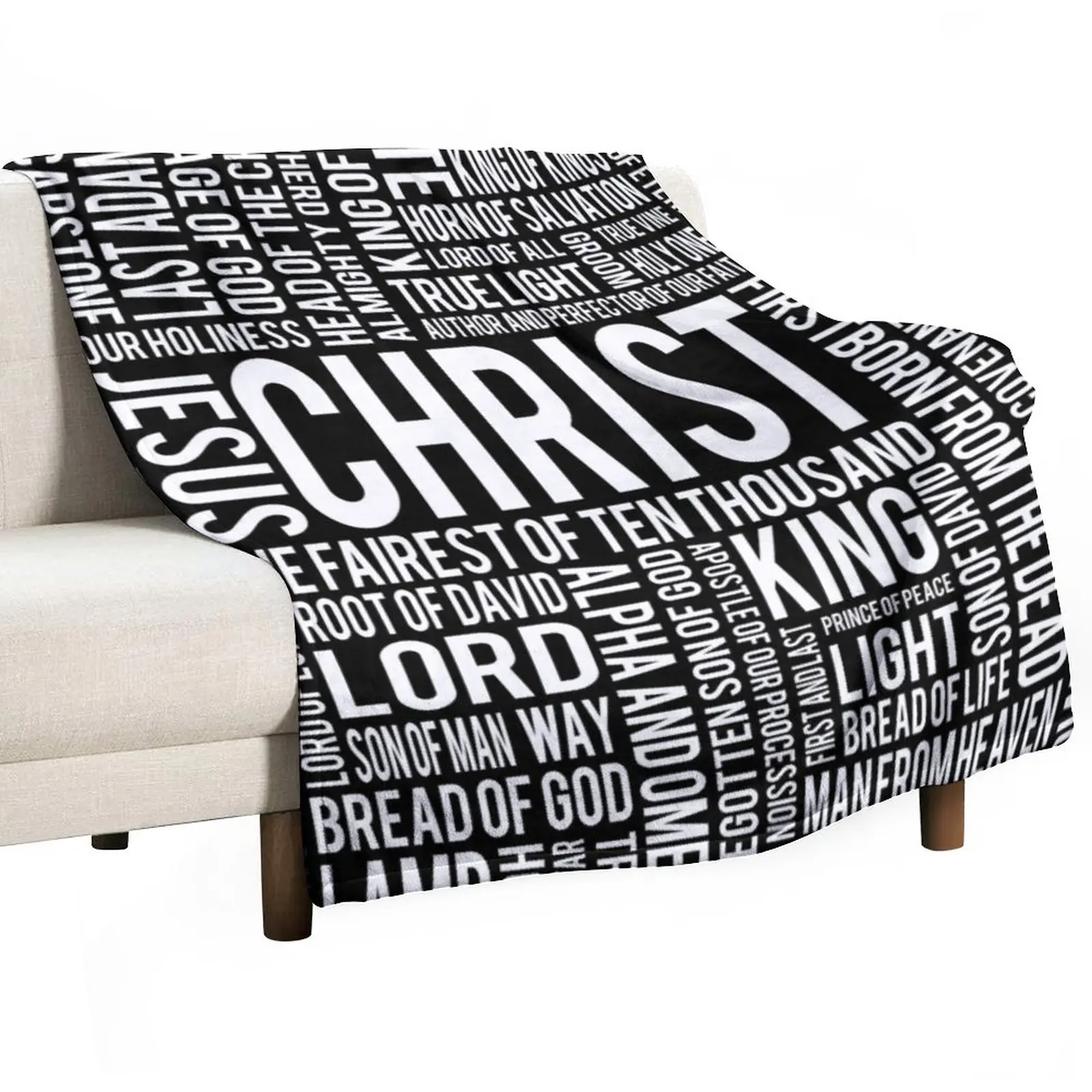 100 Names of Christ - White Throw Blanket Sofa for babies Blankets