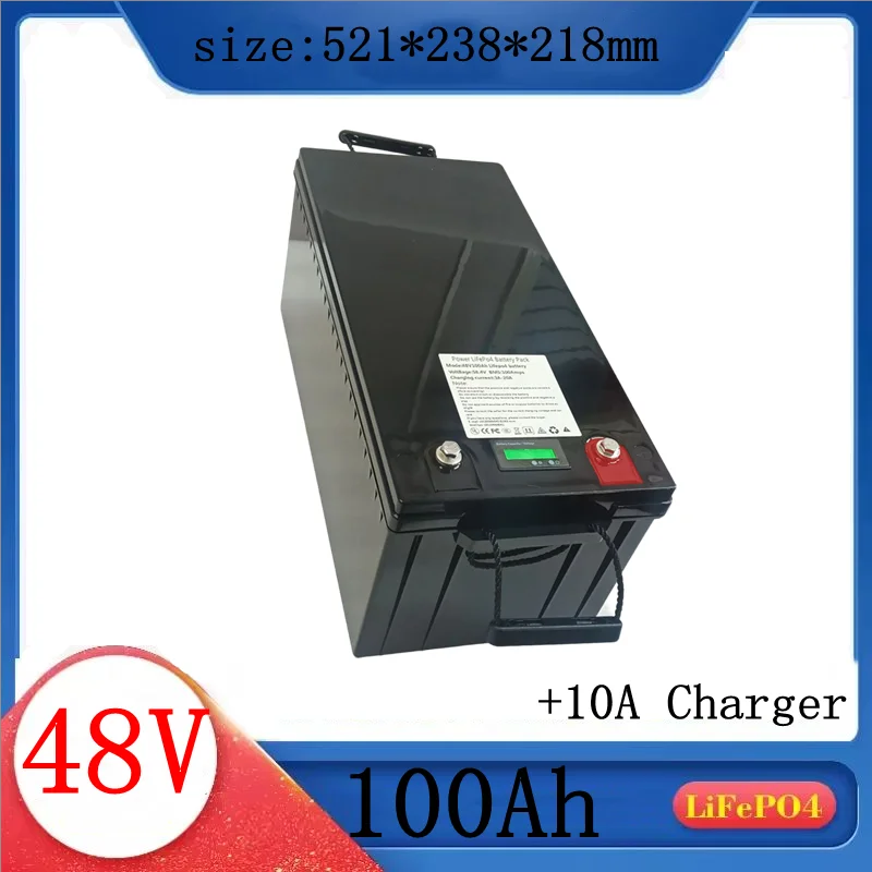 

lithium 48v 100AH lifepo4 battery with BMS for tricycle golf cart inverter Solar energy storage scooter +58.4V 10A charger