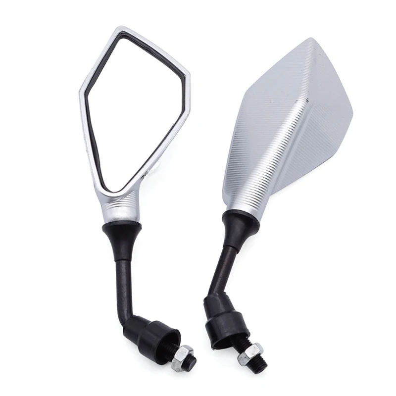 2pcs Universal 10mm Motorcycle Reversing Rearview Mirrors Wide Angle Adjustable Bicycle Handlebar Side Scooter E-bike Accessorie