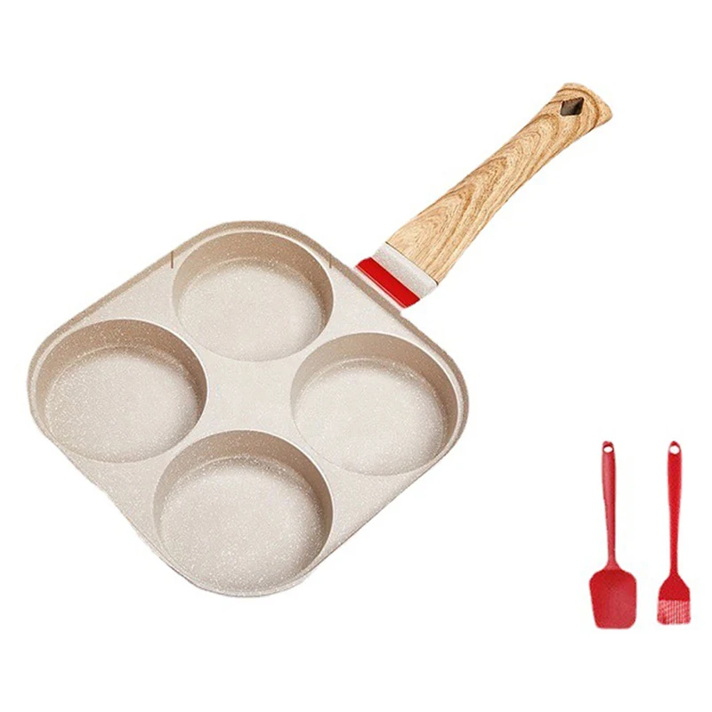 1 Pc Thickened 4 Holes Omelette Pan Non-Stick Egg Grilled Steak Breakfast Making Cooking Eggs Ham