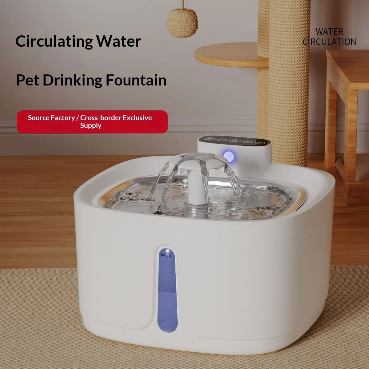 

Smart Wireless Pet Water Fountain, Stainless Steel Cat Dog Drinking Dispenser, Silent Filter Circulating Auto Waterer Cats