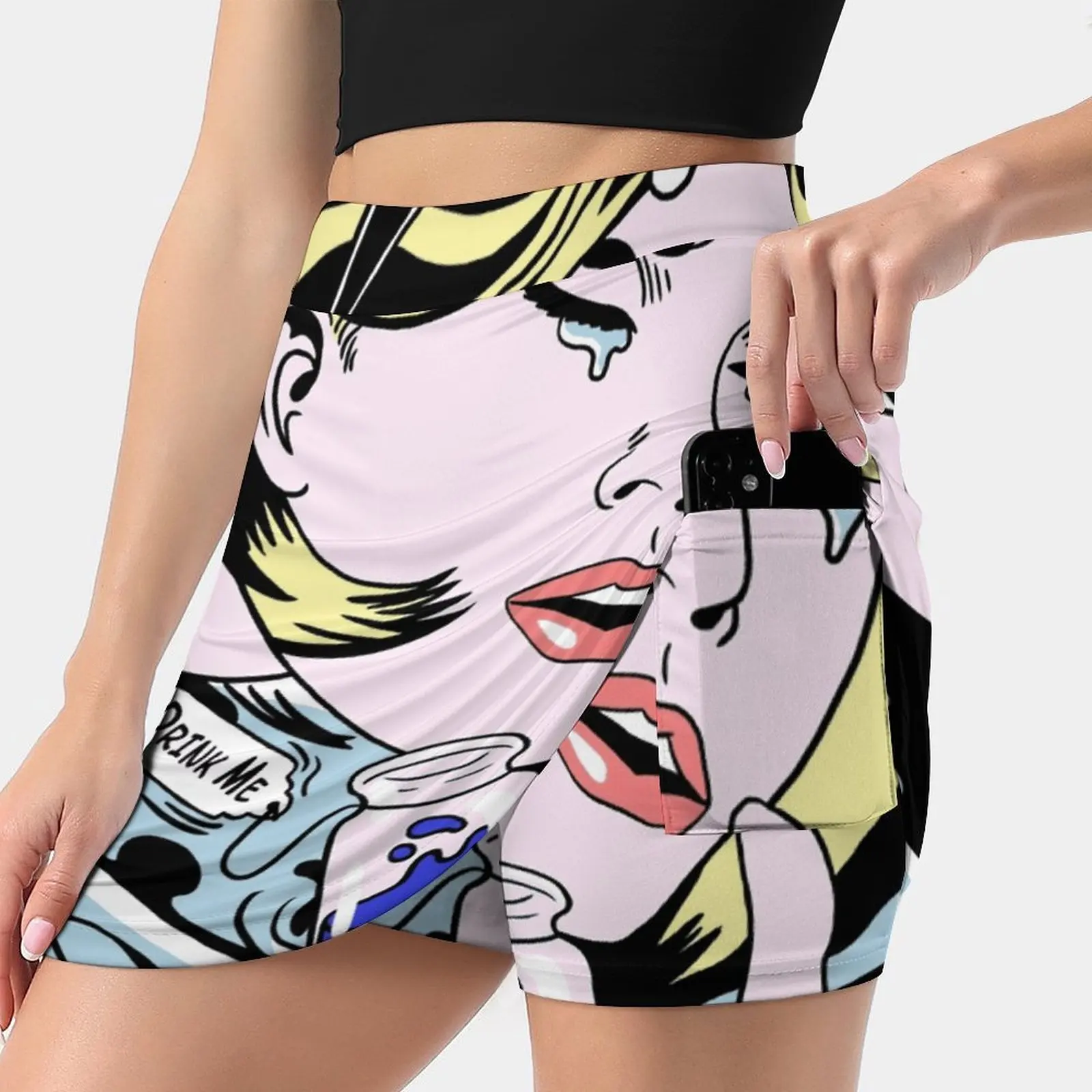 

Drowning Alice Women's skirt With Pocket Vintage Skirt Printing A Line Skirts Summer Clothes Roy Lichtenstein Lichtenstein Pop