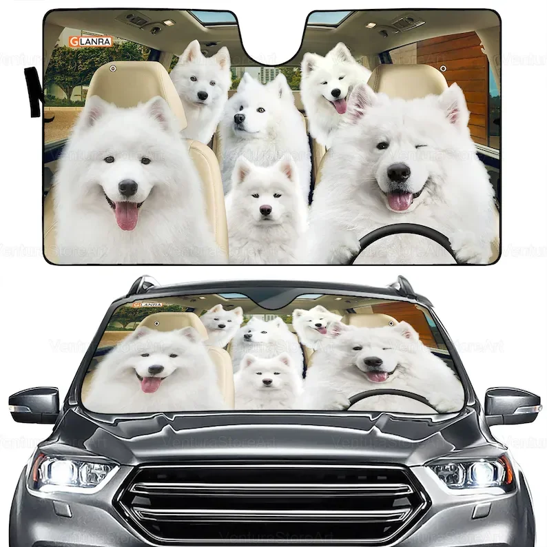 Windshield Sun Shade, Samoyed Gifts, Car Auto Sun Shade, Cute Car Accessories, Samoyed Sun Protect