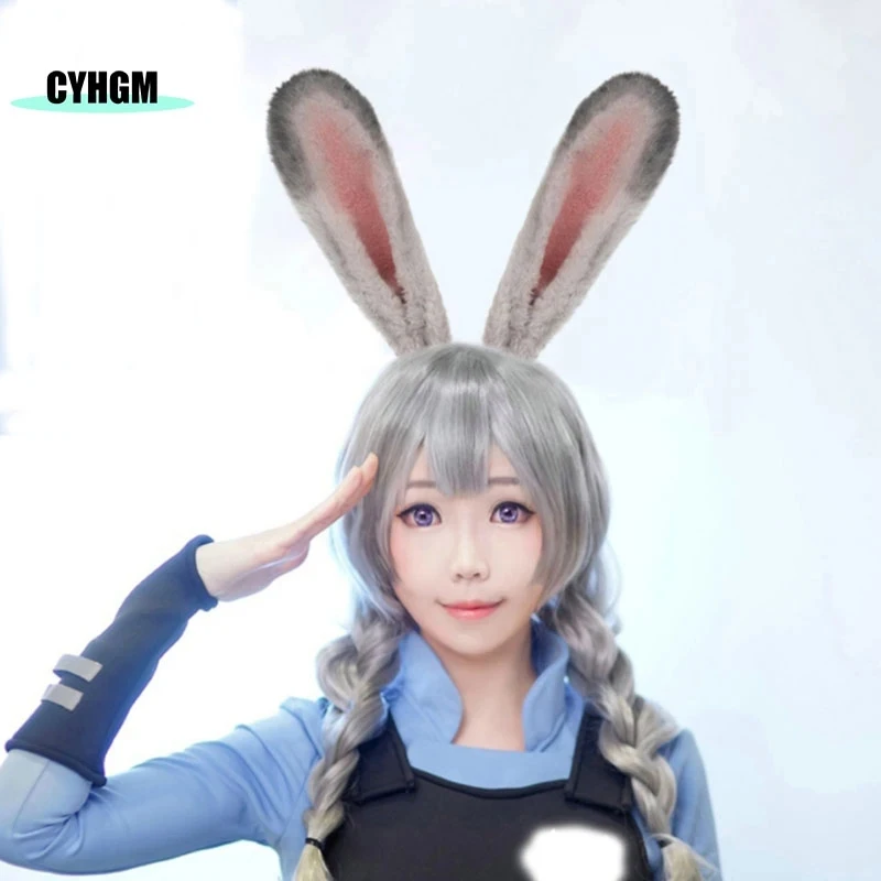 Bunny Ears Plush Hair Hoop Cosplay Rabbit Police Gray Bunny Ears Headband Hair Accessories Photography Props Party Supplies