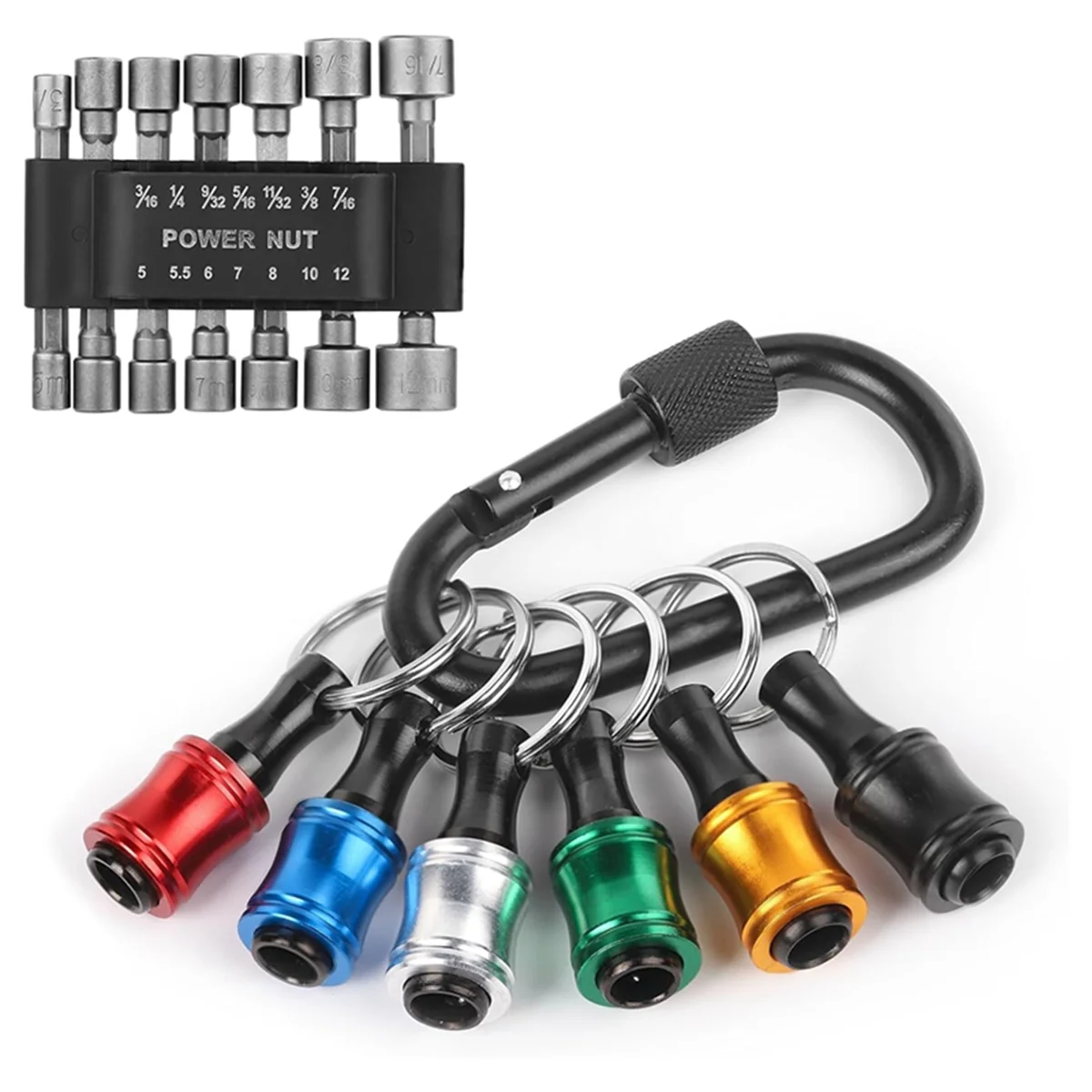 14pcs Power Nuts Driver Drill Bit Tools Set Metric Socket Wrench Screw 1/4 Inch Driver Hex Keys, and 6pcs 1/4 Inch Hex