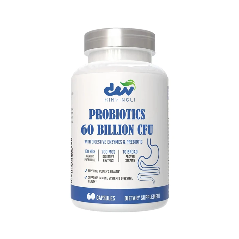 

Probiotics with 60 Billion Colony Units Containing Prebiotics and Enzymes, 60 Vegetarian Capsules, Non GMO, Gluten Free.