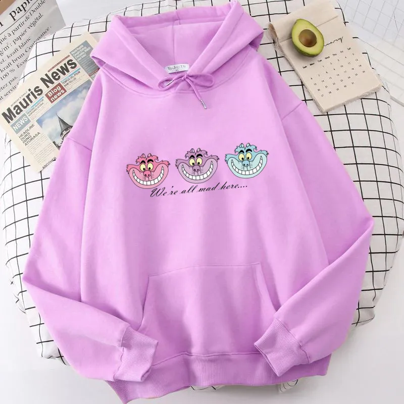 Schattige Alice In Wonderland Vrouwen Hoodies Ontwerp Print Winter Hoodie Hiphop Katoen Oversized Streetwear Sweatkleding Kleding