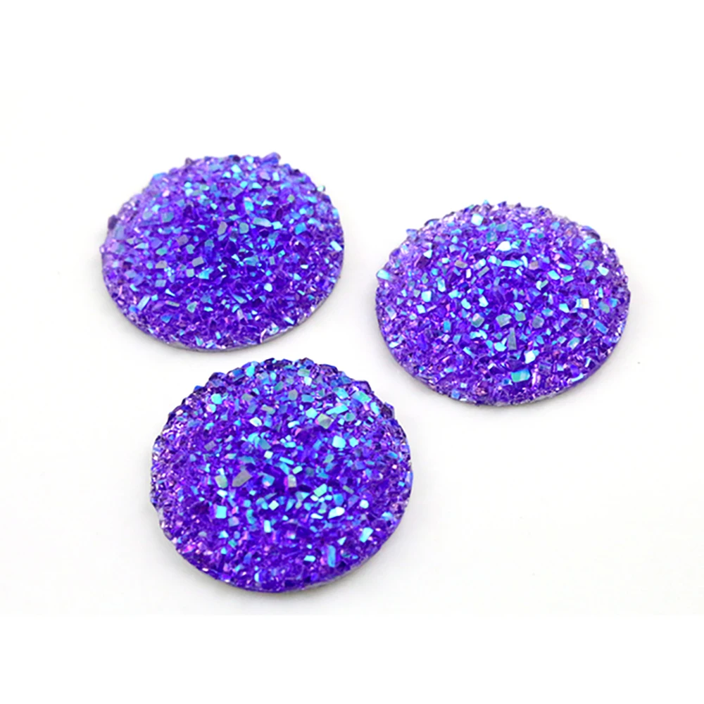 40pcs 8mm 10mm 12mm Light purple AB Colors Flat back Resin Cabochons Fit 8/10/12mm Cameo Base Cabochons