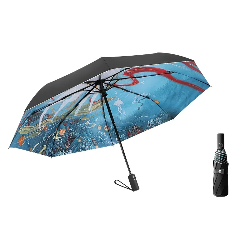 Durable and Fashionable Rain Classic Chinese-style Highly Umbrella Ideal for Sun Protection and UV-Protection