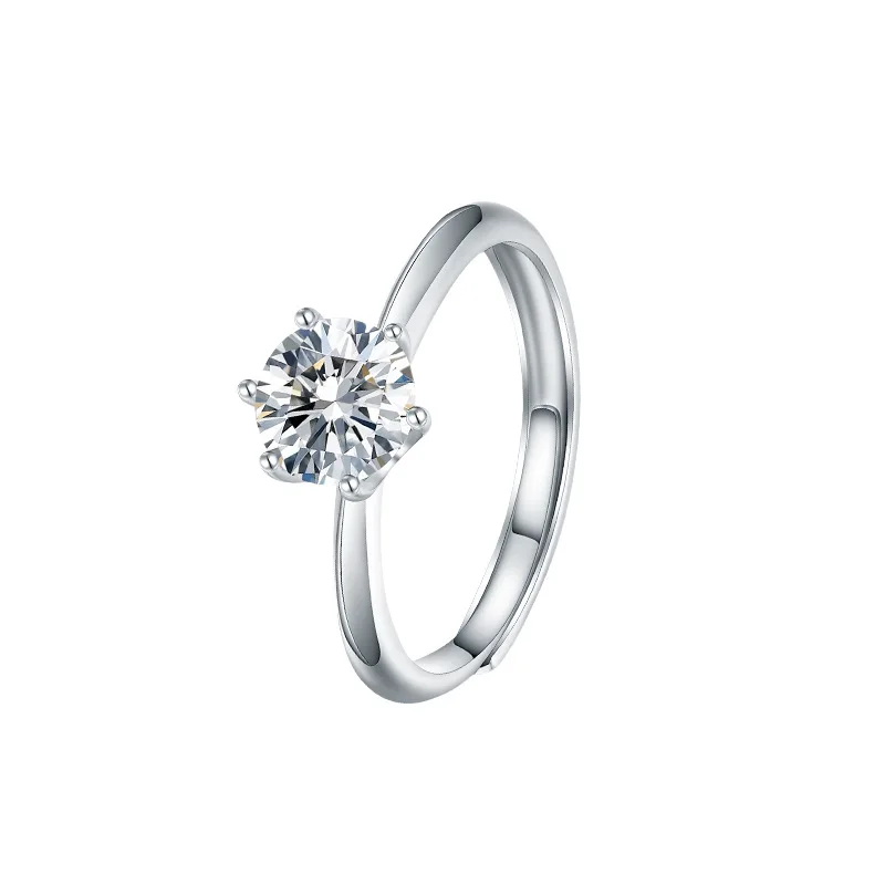

S925 Sterling Silver Necklace Exquisite Moissanite Six Claw One Carat Diamond Couple Proposal Ring Valentine's Day Jewelry Gift