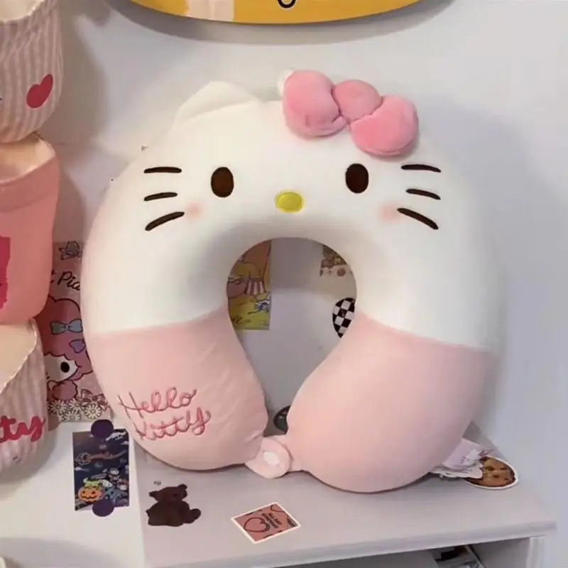 Sanrio Anime Figuret Hello Kitty Śliczna poduszka w kształcie litery U Poduszka na szyję Przenośna poduszka wspomagająca sen Śliczna bawełna Pp Daj prezenty dla dziewczynek