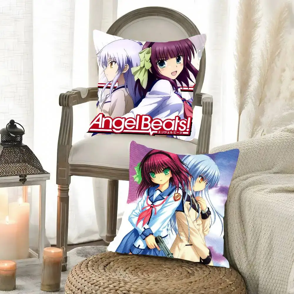 Angel Beats! Anine Pillow Case Fashion Square Pillowcase Bedroom Sofa Room Ins Decoration Leisure