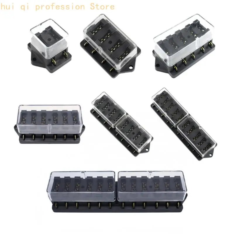 Vehicle Blade Terminal Box with Dust Cover, Mountable Slot Layout, ABS Housing Suitable for 12V 24V Circuit Service H8WE