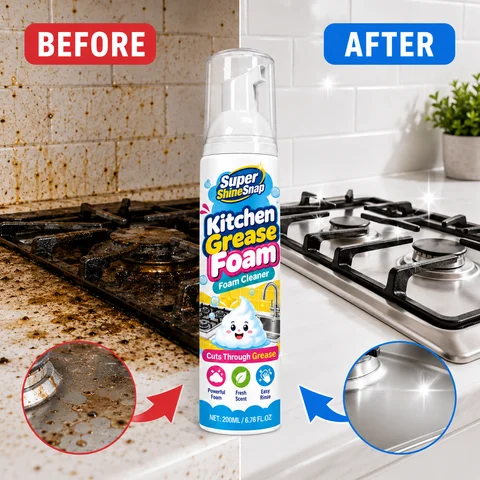 Fast Foam Kitchen Grease Cleaner, Multi Purpose Foaming Cleaner for Stovetop, Sink, Tile, Countertop & Grease Build-Up, Easy Daily Cleaning Spray for Busy Families and First Apartment Kitchens