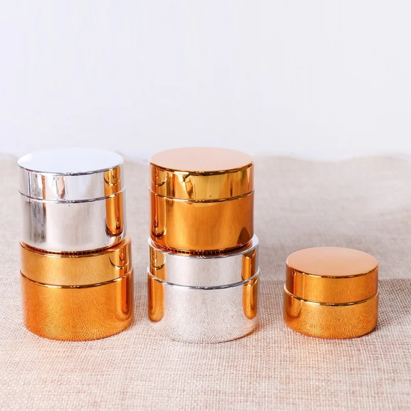Bocaux Cosmétiques avec Couvercle en Argent et Or, Bouteille en Verre, Récipient à Crème, Conteneur de Maquillage, de Voyage, AfricJars, 5-50g