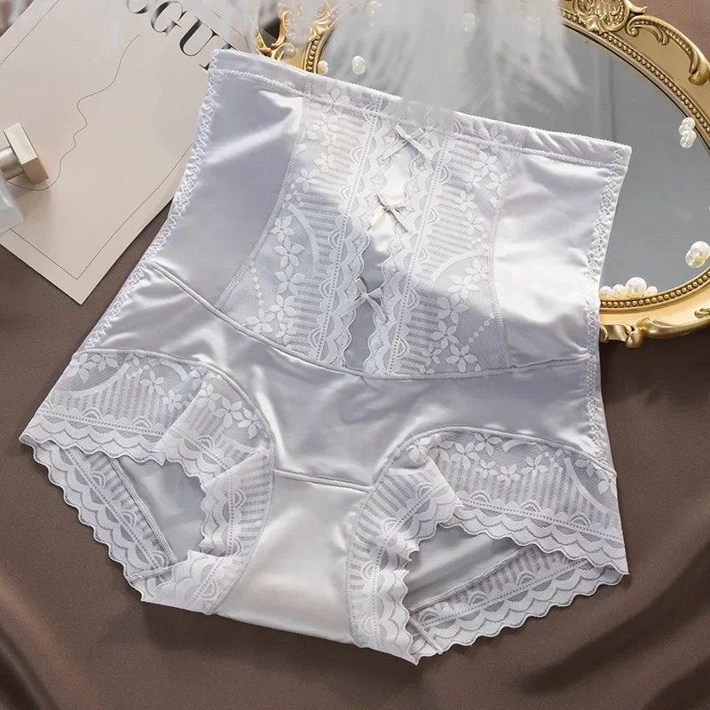 Retro Women High-Rise Underwear High Quality Antibacterial Lady Briefs Panties Female Lingerie Intimates Satin surface bow