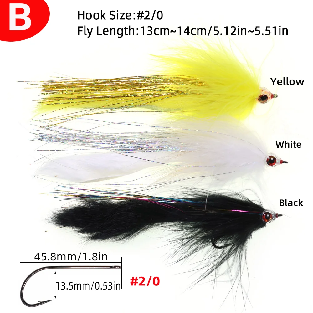 Vampfly 1pc/2pcs/3pcs 2/0 Suspending White Bait Fish Big Game Zonker Streamer Fly Trout Bass Pike Musky Tuna Fishing Lure Baits