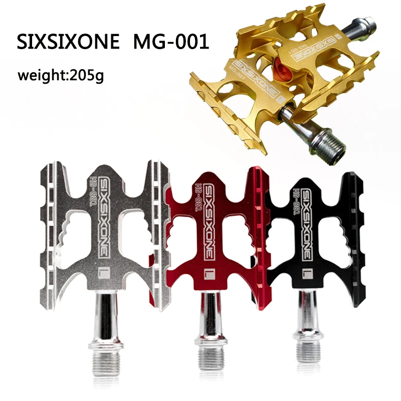 SIXSIXONE MG-001 MTB Bike Flat Pedal CNC Technique Aluminium Alloy Sealed Bearings Peilin Non-slip Pedals