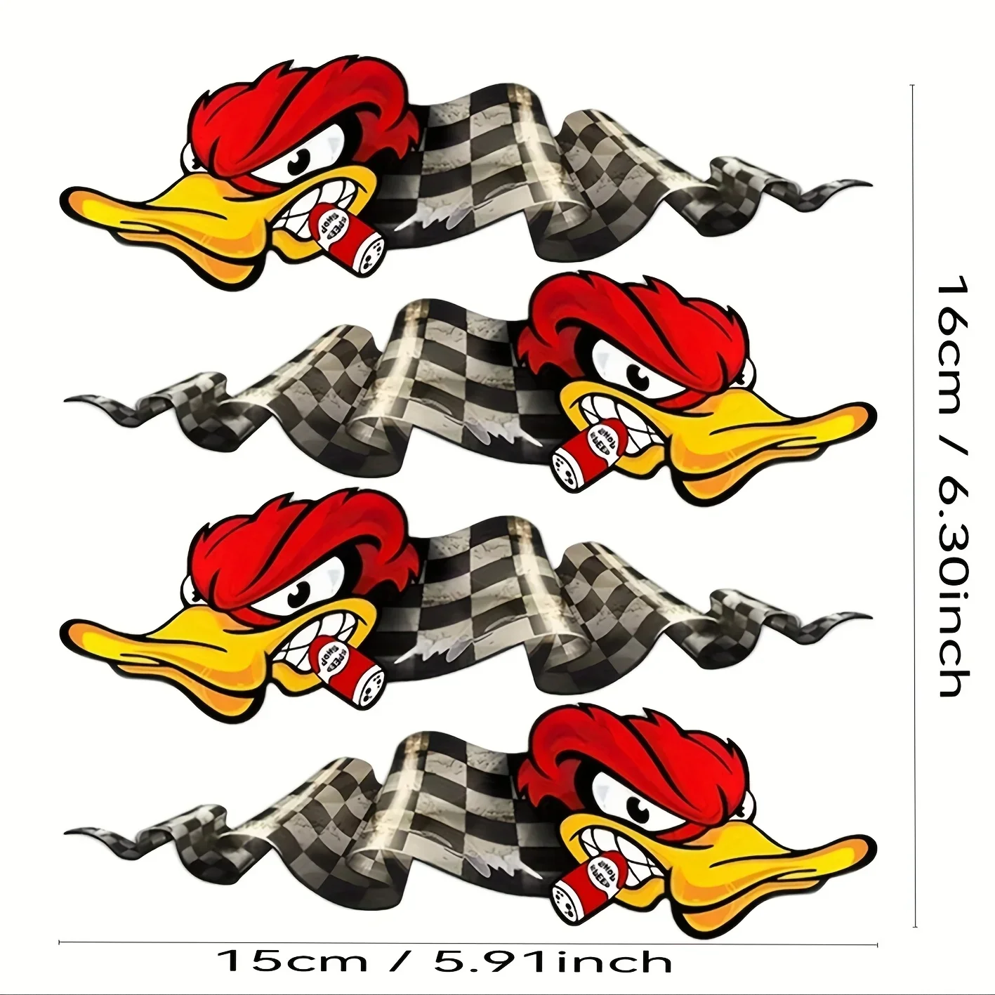 4 قطع/مجموعة ملصق تلقائي بنمط بطة السباق، ملصق بتصميم رياضي للدراجات النارية، ملحق التخصيص الخارجي