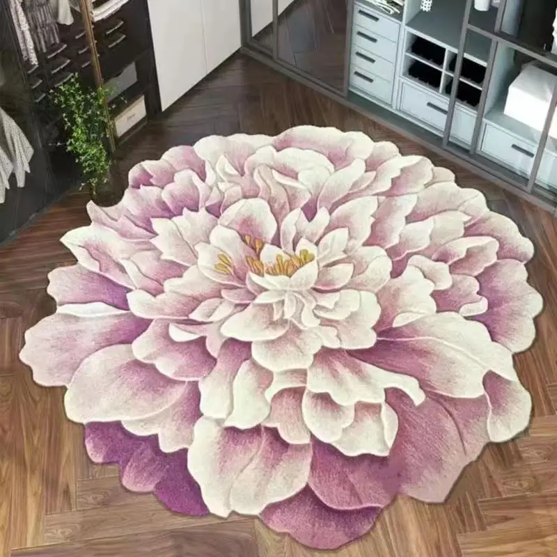 

Modern Fluffy Petal Flower Carpet Living Room Decoration Home Area Rugs Bedroom Bedside Computer Chair Rug Anti-skid Floor Mat