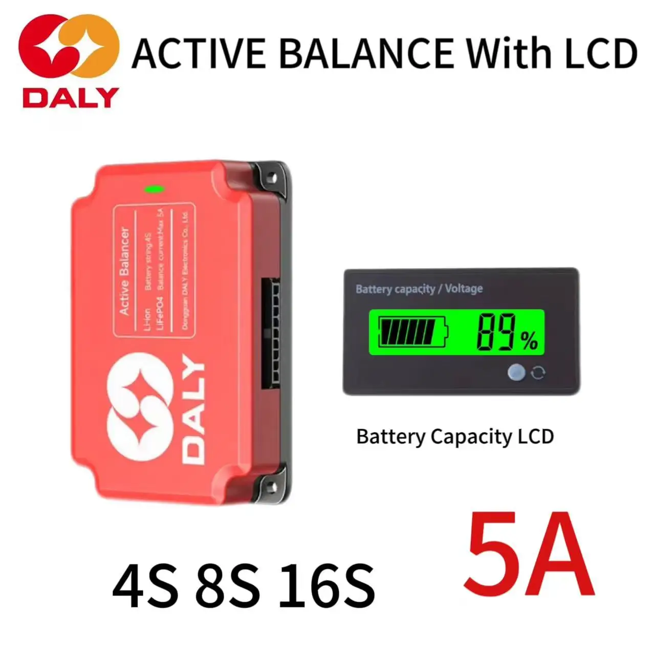 DALY Active Balancer 5A pojemność akumulatora moc wyświetlacza LCD nadaje się do 4S 12V 8S 24V 16S 48V Lifepo4 BMS akumulator litowo-jonowy