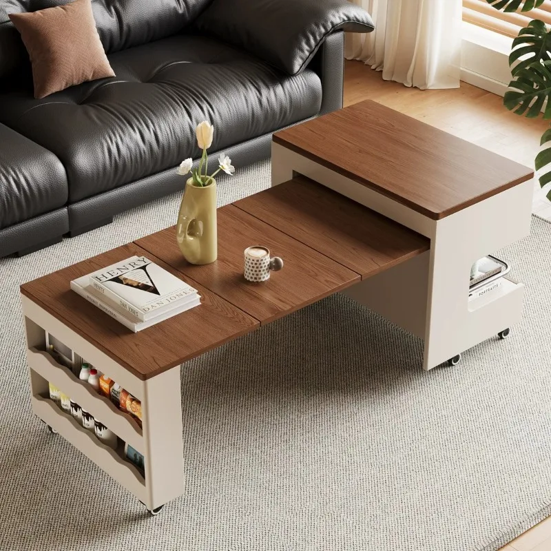 apartment sofa side table removable coffee table side cabinet household folding telescopic multi-functional small table
