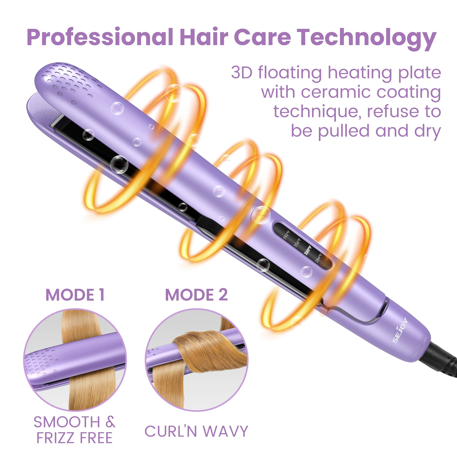Sejoy المهنية الكهربائية مكواة تجعيد الشعر 110 فولت/220 فولت مكواة فرد الشعر متعددة الوظائف PTC سخان المكشكش بكرة الشعر الذرة