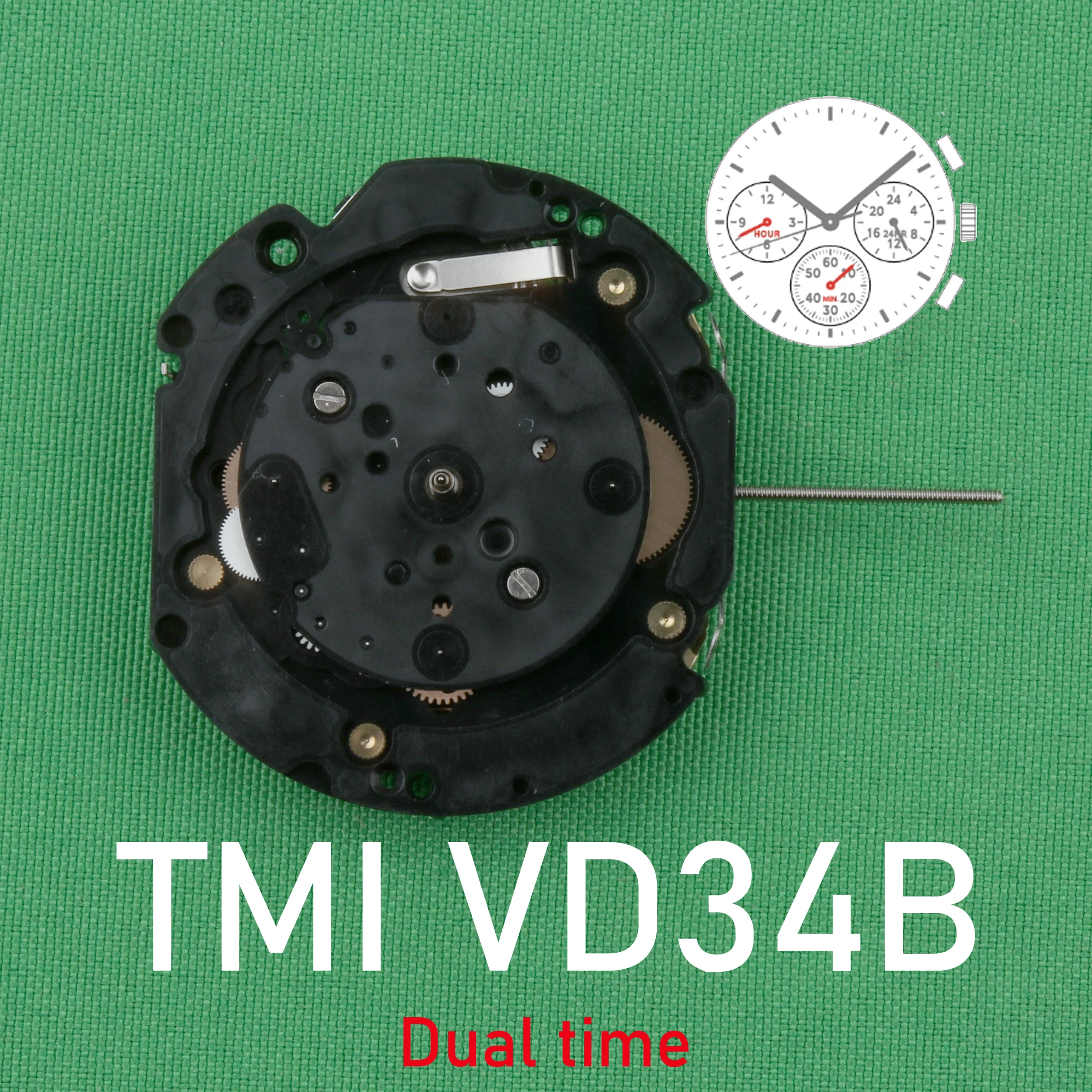 

Часы TMI VD34B, часы Seiko VD34 с двумя стрелками, 24 часа, 12 часов, мин
