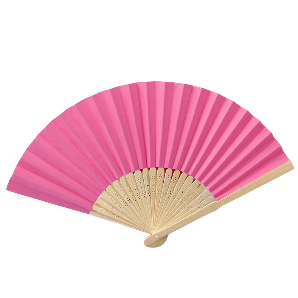 Chinese Japanese Silk Folding Fan Wooden Shank Pattern Folding Fan Dance Wedding Lace Silk Folding Hand Held Solid Color Fan