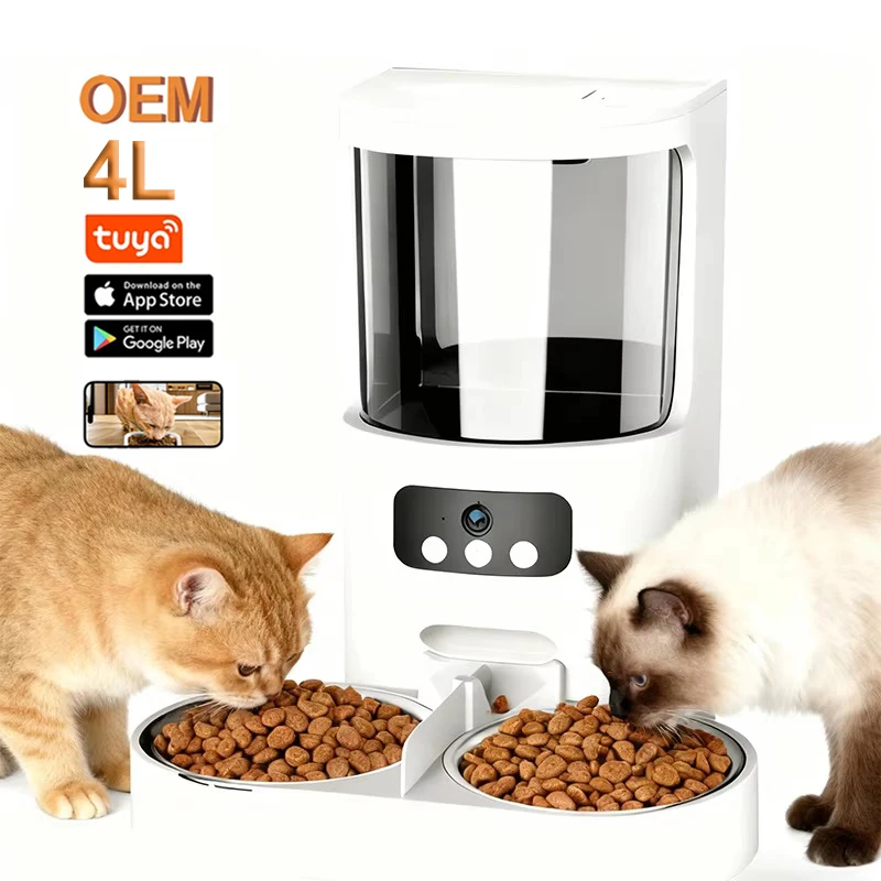 

4L Smart WIFI APP Control Automatic Cat Feeder with Camera Smart Cat Feeder Stainless Steel Bowls Pet Feeder HD Pixel