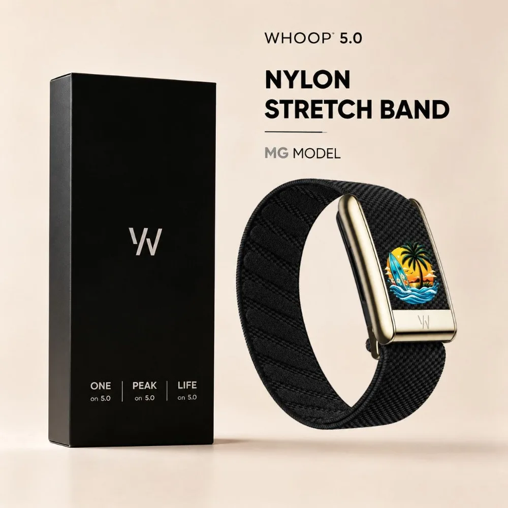 Compatible with WHOOP 5.0 MG Surfboard Pattern Stretch Nylon Woven Fitness Replacement Wristband