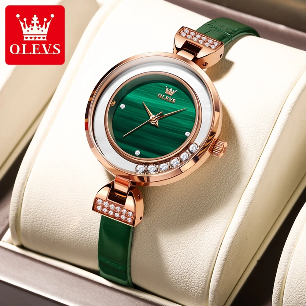 

OLEVS Genuine Fashion Quartz Watch for Women Leather Strap Waterproof Ladies Wristwatch Original Luxury Elegant Dress Watch New