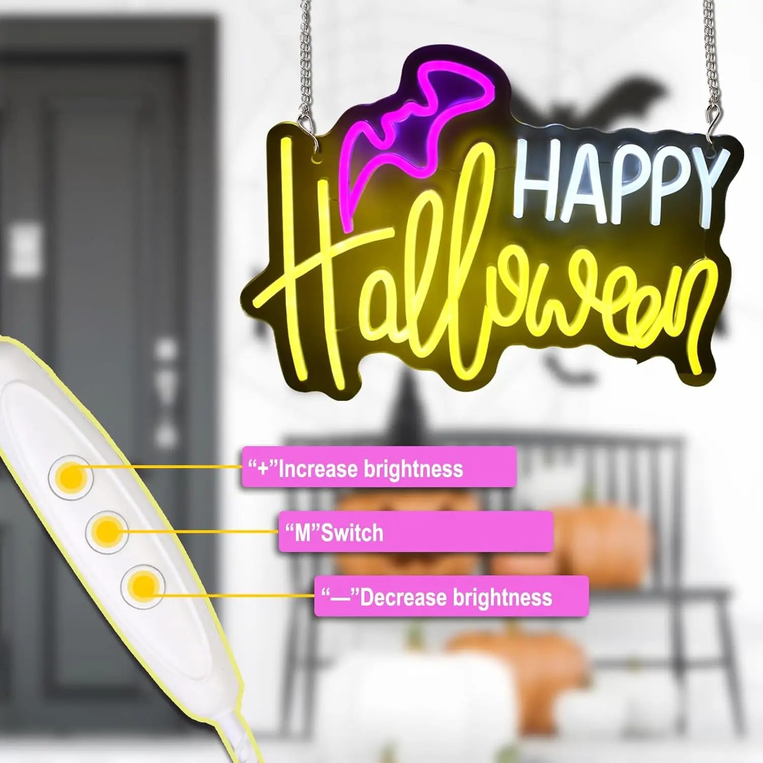 سعيد هالوين النيون تسجيل SB عكس الضوء LED ضوء النيون للملاهي غرفة شبح غرفة رجل الكهف بار مقهى هدية تزيين المنزل #3